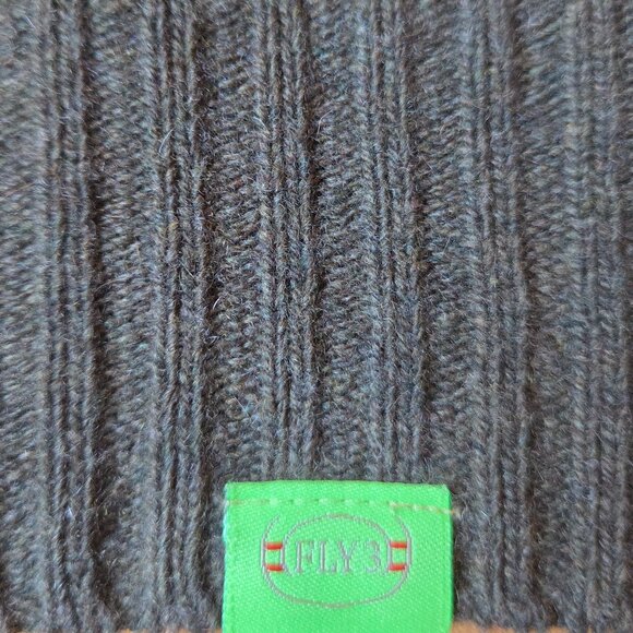 FLY3 100% Cashmere kaki crewneck sweater - Picture 5 of 9